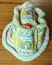 Olympia Vintage Knit Crochet Beer Can Hat Retro Handmade Multicolored Yellow Red - £22.82 GBP