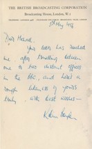 Robin Boyle of Hancocks Half Hour Hand Signed 1956 BBC Letter - £7.83 GBP