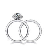 Sterling Silver Cushion Cut Ring Set (2 pcs), 1 Carat Moissanite Gemstone - £158.47 GBP