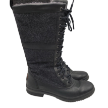 UGG Waterproof Womens Elvia Gray Black Leather Lace Up Mid Calf Boots Si... - £39.38 GBP