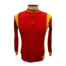 Vintage Wool Cycling Jersey Kucharik Long Sleeve 100% Wool Red Yellow Size - $46.54