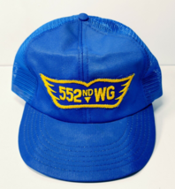 Vintage Blue 552nd WG Mesh Back Snapback Trucker Hat Cap Funkap Small - £10.35 GBP