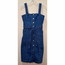 Gap Denim Apron Style Button Front Dress Extra Small Belted - £31.64 GBP