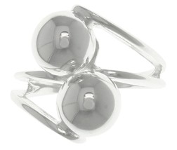 Jewelry Trends Split Shank Double Ball Cocktail Sterling Silver Ring Size 6 - £28.66 GBP