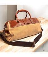 Vintage Fossil Large Leather And Canvas Duffle Travel Bag - $156.75