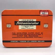 Vintage Johnson Ferraniacolor Film Developing Tin Design Advertising Packaging - £49.47 GBP