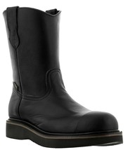 Mens Black Work Boots Steel Toe Real Leather Oil Slip Resistant - $64.99