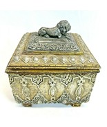 Vintage Creative Home Accents Old World Trinket Jewelry Box With Lid Lio... - £11.70 GBP