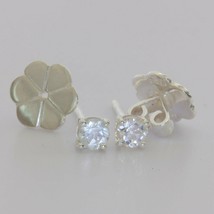 White Topaz Round 4 mm Gemstones 925 Sterling Earring Pair Post Stud Design 80 - £41.89 GBP