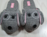 Nick &amp; Nora gray sweater knit puppy dog slippers Women small 5-6 pink ears - £10.61 GBP