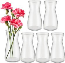 6 Pcs. 8&quot; Tall Clear Flower Vases With Wide Mouth Crystal Glass Vases In A - $48.96