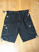 Vintage PJ Mark Cargo Shorts Mens 38 Black Baggy Belted Military Skater ... - $22.49