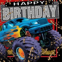 Monster Jam Mudslinger Happy Birthday Lunch Napkins 16 Count Party Supplies - £4.70 GBP