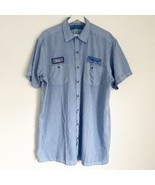 Disneyland Resort Blue White Check Button Up Work Shirt Patches &quot;Dale&quot; S... - $570.90 MXN