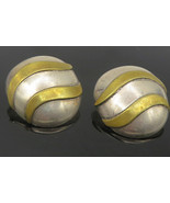 MEXICO 925 Sterling Silver - Vintage Two Tone Dome Non Pierce Earrings -... - $1,144.04 MXN