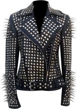 Women&#39;s  hand stitched  Designer Handmade Full Spiked and Studded Rock L... - £312.67 GBP