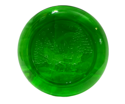 Arcoroc Green Glass Christmas Luncheon Salad Dessert Plate Sleigh Riders... - $9.90