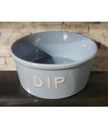 Sky Blue Dip Dish Bowl Ceramic White Lettering 5&quot; round Too Good Gourmet... - $11.78