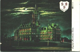 Hartford Connecticut CT Capitol Building Night View 1912 DB Postcard Q14 - $3.91