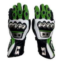 Custom Made Kawasaki Ninja Motorbike Racing Leather Gloves For Men - £42.94 GBP