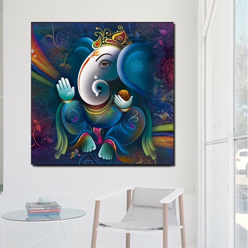 Ganesha Painting HQ Canvas Print Living Room Home Decoration FRAME AVAILABLE Item image 3