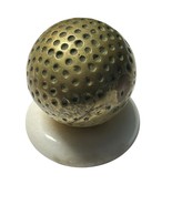 Vintage Brass Golf Ball Paperweight On White Marble Base Sports Fan 3&quot; Wide - $441.76 MXN