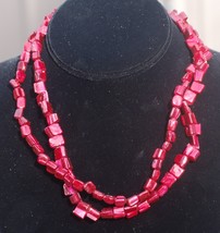 Two Strand Red Beaded Necklace Jewelry Vintage - $9.89