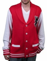 WeSC Mens Massimo Knitted True Red Cardigan Cotton Sweater NWT - £64.59 GBP