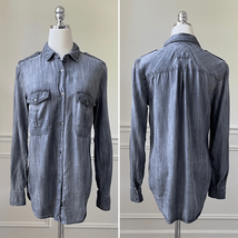 Rails Black Chambray Adj Sleeve Snap Front Shirt Epaulettes Lyocell S - $377.69 MXN