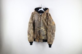 Vtg 90s Streetwear Mens L Chamois Cloth Mossy Oak Camouflage Hooded Jacket USA - £85.51 GBP