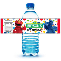  Printed 12 sesame street Elmo water bottle label  - $17.95