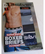 Three QuickSilver boxer briefs Size Small Fly Front Blue Black and Print - $345.32 MXN