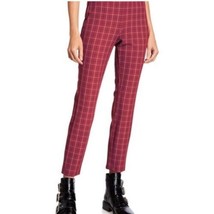 Rag &amp; Bone Simone Pants 10 Red Check Tapered Zip Ankle Crop Flat Front S... - $45.39