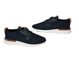 Wolf &amp; Shepherd Swiftknit Knit Leather Sneakers Navy Blue Men&#39;s Sz 11 Wo... - $60.92 CAD