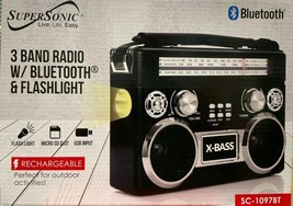 Supersonic - SC-1097BT - 3 Band Radio with Bluetooth and Flashlight - Black - £39.83 GBP