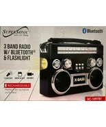 Supersonic - SC-1097BT - 3 Band Radio with Bluetooth and Flashlight - Black - £39.05 GBP