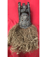 Outstanding Kuba Tribe Ceremonial Crowned Priest Mask With Raffia Skirt - £158.49 GBP
