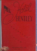 Hotel Bentley Venetian Room Menu Alexandria Louisiana 1943 - £76.34 GBP