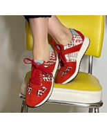 Spotted Leather and Red Suede Sneakers Trainers Vintage Sneakers  Polka dot - €157,62 EUR
