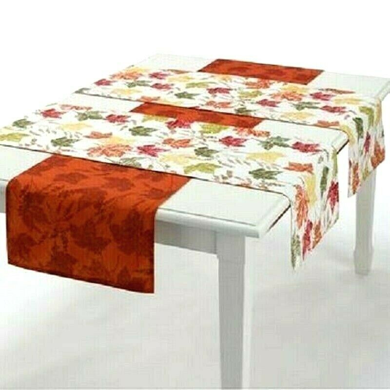 New Food Network Fall Leaves Reversible Table Runner Sets Multi Color - $42.15 - $73.78