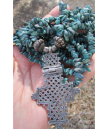 100% Authentic Ethiopian Coptic Tribal silver Cross Pendant &amp; Turquoise ... - £275.22 GBP
