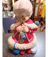 Vintage Christmas Ceramic Atlantic Mold Mrs. Claus Knitting 12&quot; 1981 - $95.03 CAD