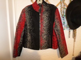 J&#39;Envie Abstract Print Wool Blend Zip Up Jacket Size 14 - £27.69 GBP