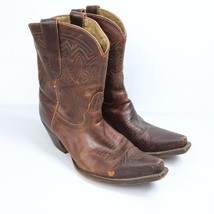 Tony Lama Womens Size 8 B Distress Brown Leather Cowgirl Boots VF 6025 - £29.23 GBP