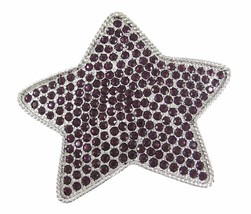 Zeckos Purple Rhinestone Covered Chrome Star Belt Buckle - £11.17 GBP