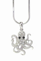 Crystal Octopus Pendant Necklace White Gold - £10.38 GBP