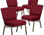 Hercules Burgundy Fabric Church Chair Set 4 Pack With Book Rack - $511.19