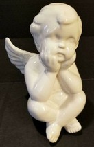 COLONIAL CANDLE Seated Cherub Angel Cream Colored Ceramic Taper Candle Holder - £2.40 GBP