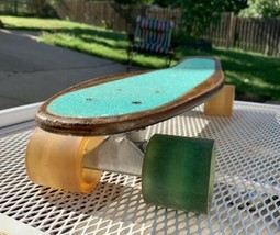 Kryptonic Skateboard Wood Deck Green &amp; Yellow Wheels Kicktail Good Shape - $24.75