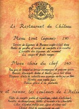 Le Restaurant Du Chateau Menu 2 Route de Tahiti Saint-Tropez France 1990&#39;s - £59.09 GBP
